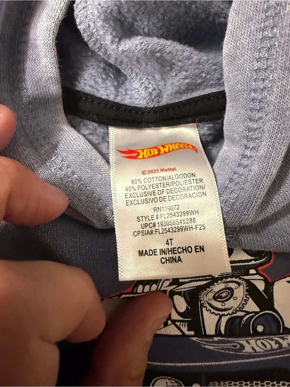 Hot Wheels 2 Piece Hoodie & Jogger Set Size 4T Blue Matching Outfit - Picture 2 of 6